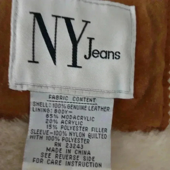 NY Jeans jacket Size Medium 100% Leather - Picture 4 of 8